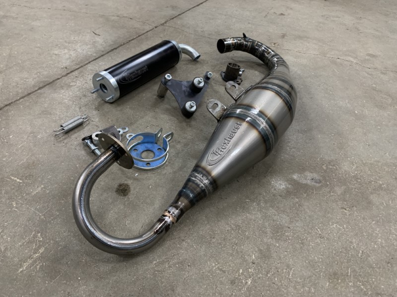 Marmitta Trexhaust Piaggio braccio lungo biella 85 cilindri Polini Tpr Mk2 Malossi